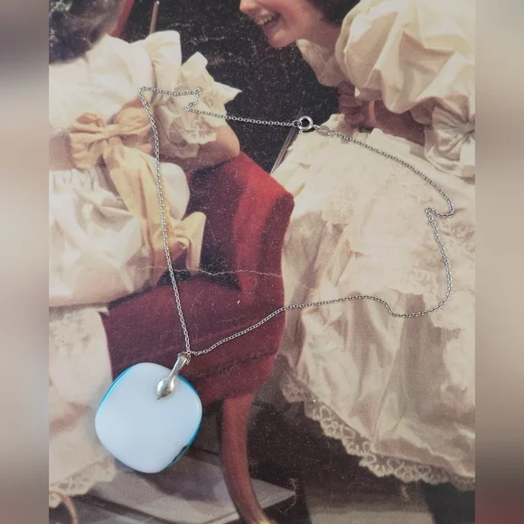 Blue&White Pendant Sterling Silver Necklace - Picture 7 of 15